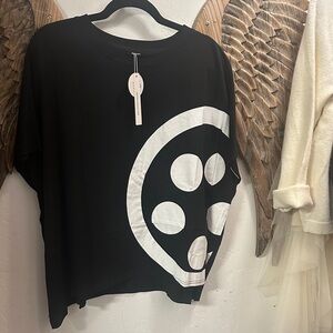 Chic Black and White Long Sleeve Women's Top